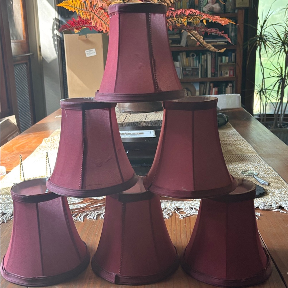 Set of Burgundy Lamp Shades